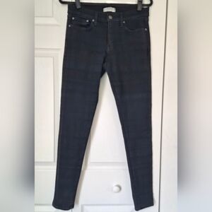 Anthropologie Principle Dreamer Plaid Skinny Jeans Size 31 Dark Wash Made USA